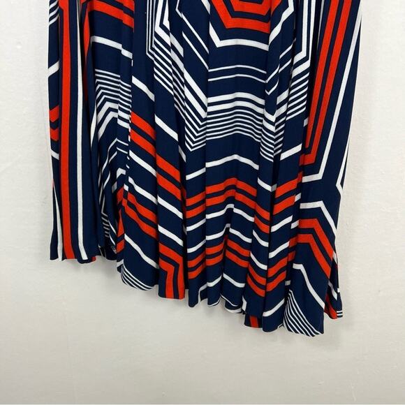 Anthropologie Maeve Cameron Navy Orange Asymmetrical Striped Dress Size Small - Picture 10 of 15